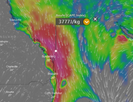 Na mapě Windy to může vypadat takto, viz záložku Atuální stav